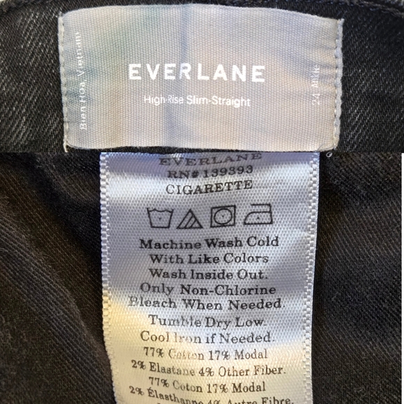 Everlane High Rise Slim Straight Cigarette Jeans 24 Ankle Length Stretch Black - Picture 11 of 13